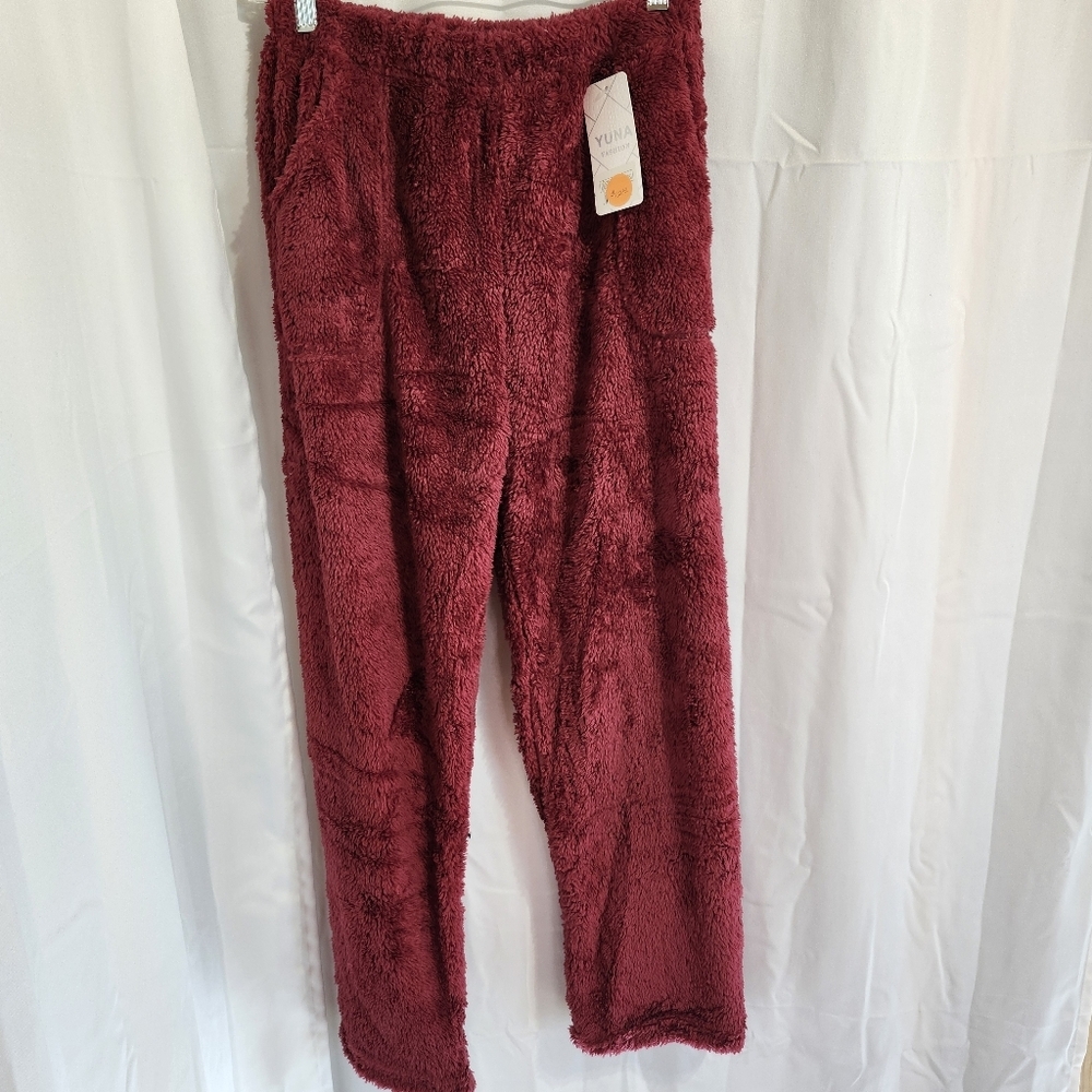 Yuna Cozy Burgundy Fleece Pj Pants